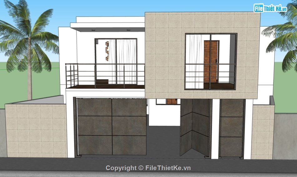 nhà phố 2 tầng,sketchup nhà phố 2 tầng,model 3d nhà phố 2 tầng