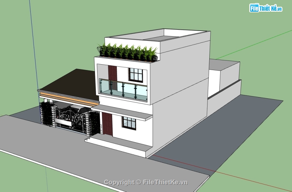 su nhà phố,sketchup nhà phố,su nhà phố 2 tầng,sketchup nhà phố 2 tầng