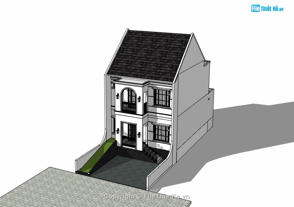 su nhà phố,sketchup nhà phố,nhà phố 2 tầng