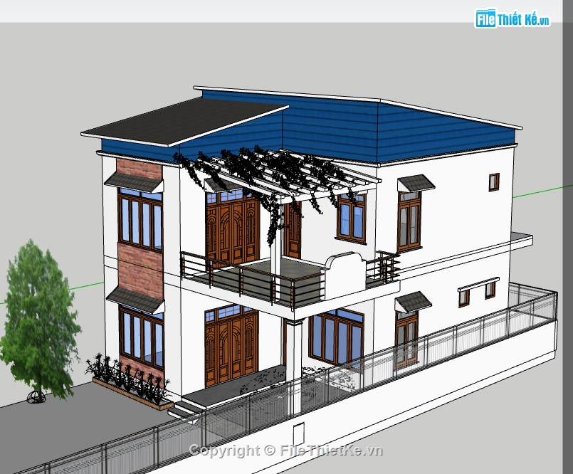 Nhà phố 2 tầng,su nhà phố 2 tầng,sketchup nhà phố 2 tầng,sketchup nhà phố,su nhà phố