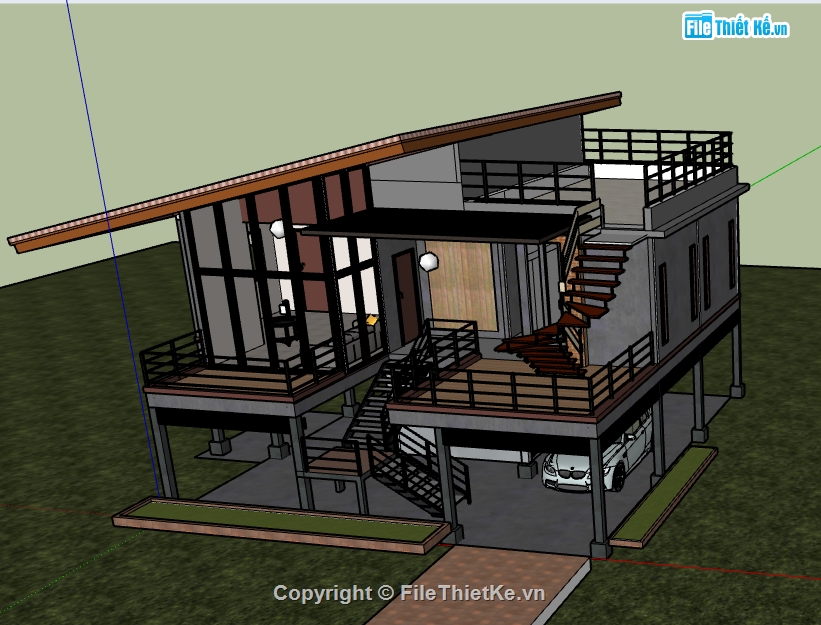 File sketchup nhà phố 2 tầng,model sketchup nhà phố 2 tầng,sketchup nhà phố 2 tầng