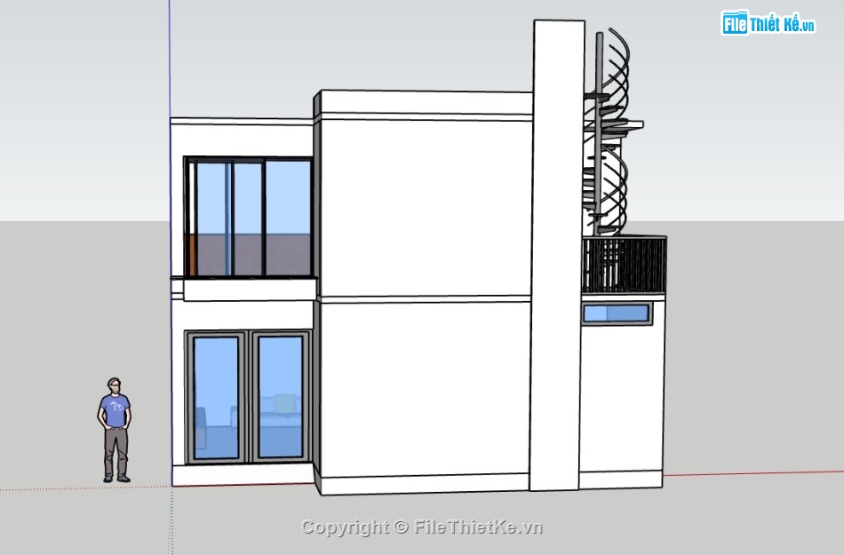 sketchup nhà phố 2 tầng,nhà 2 tầng đơn giản,Model sketchup nhà phố,nhà phố  2 tầng