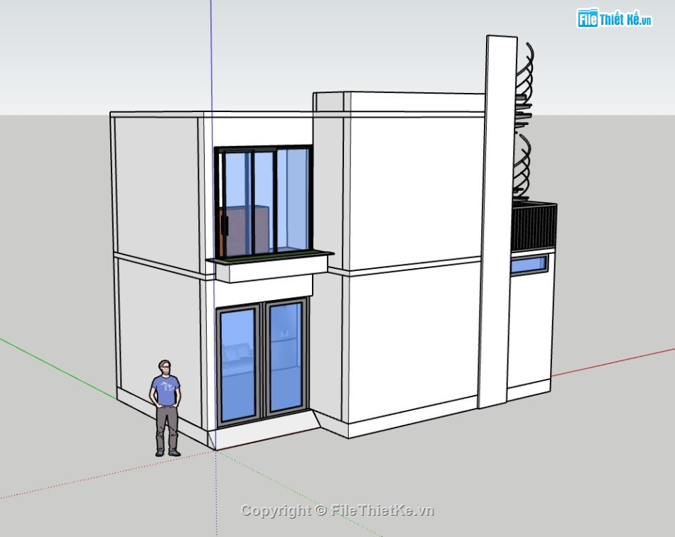 sketchup nhà phố 2 tầng,nhà 2 tầng đơn giản,Model sketchup nhà phố,nhà phố  2 tầng