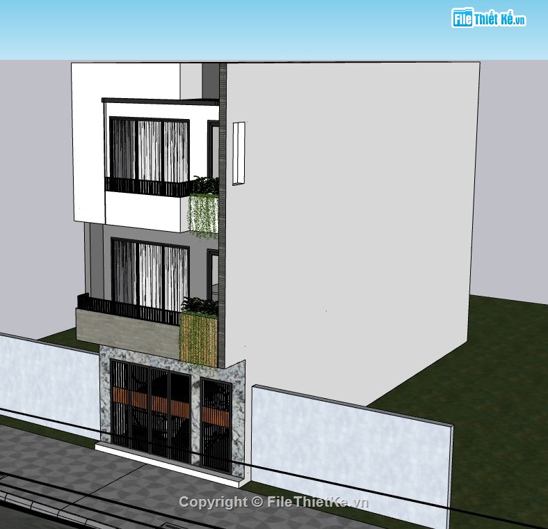 nhà phố 3 tầng,su nhà phố,sketchup nhà phố,su nhà phố 3 tầng