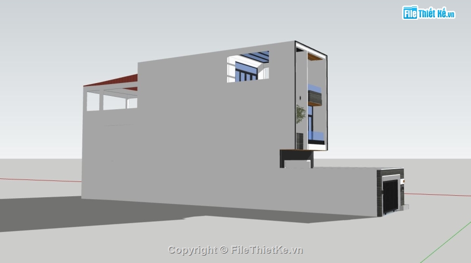 nhà phố 3 tầng,phối cảnh nhà phố 3 tầng,sketchup nhà phố 3 tầng,model su nhà phố 3 tầng