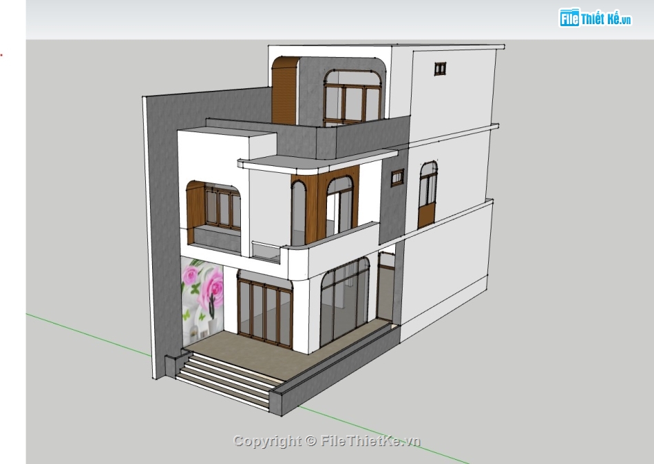 su nhà phố,sketchup nhà phố,su nhà phố 3 tầng,nhà phố 3 tầng