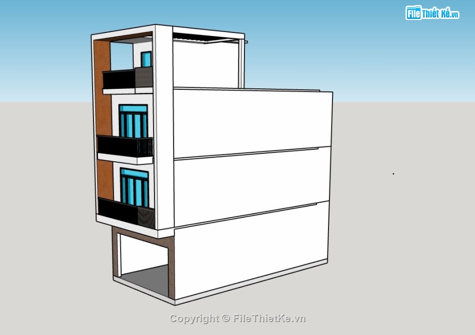 nhà phố 3 tầng,file su nhà phố 3 tầng,phối cảnh nhà phố 3 tầng,sketchup nhà phố 3 tầng