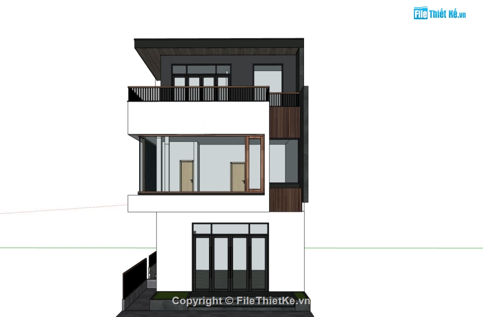 nhà phố 3 tầng,sketchup phối cảnh nhà phố,bản vẽ nhà phố