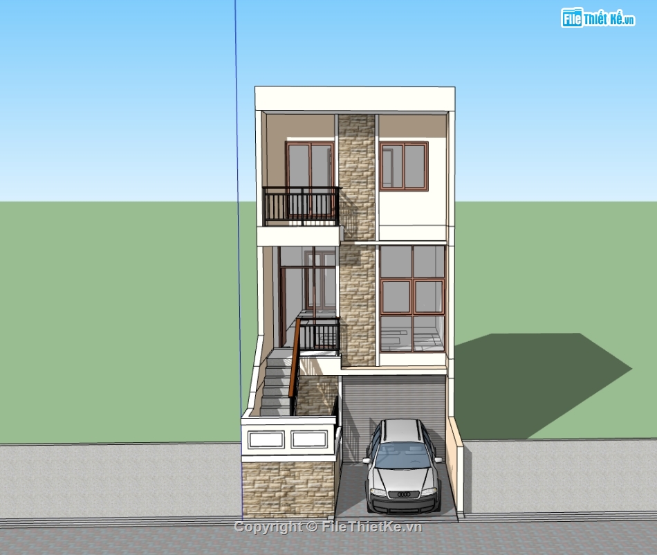 nhà phố 3 tầng,su nhà phố 3 tầng,nhà phố 3 tầng sketchup,model su nhà phố