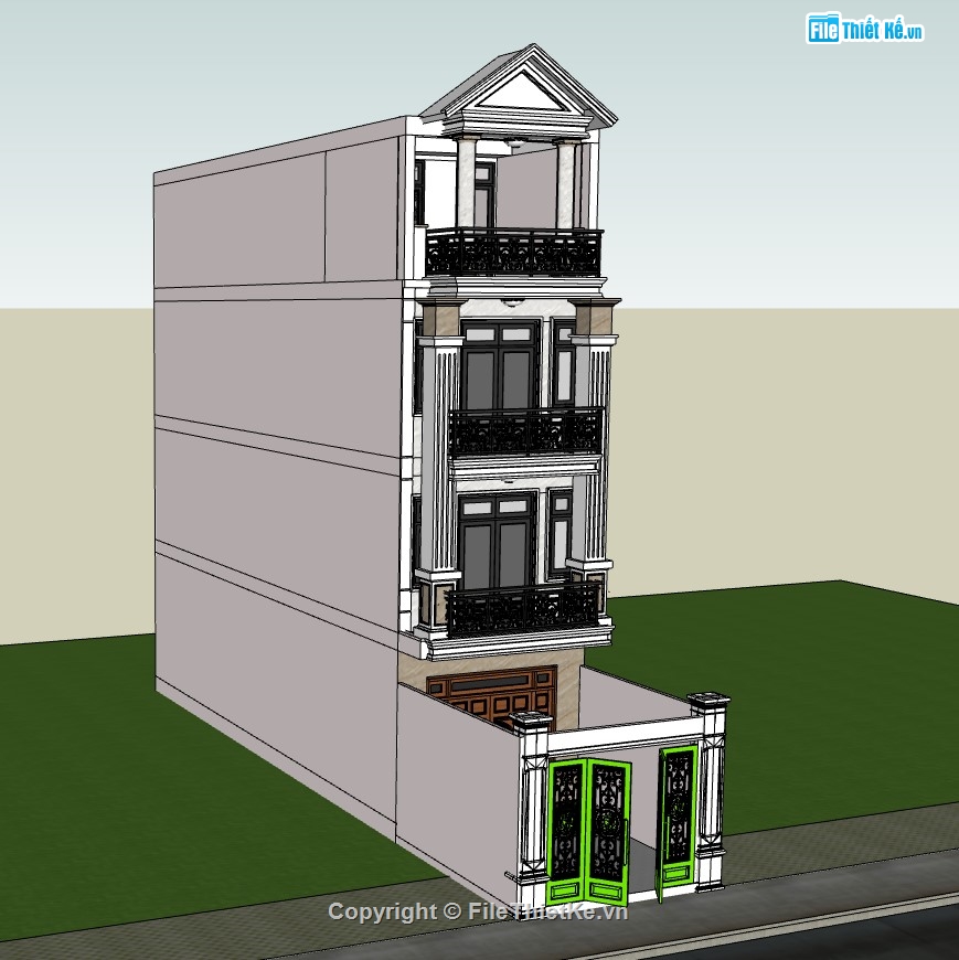 nhà 4 tầng,nhà phố 4 tầng,sketchup nhà phố,su nhà phố,nhà phố