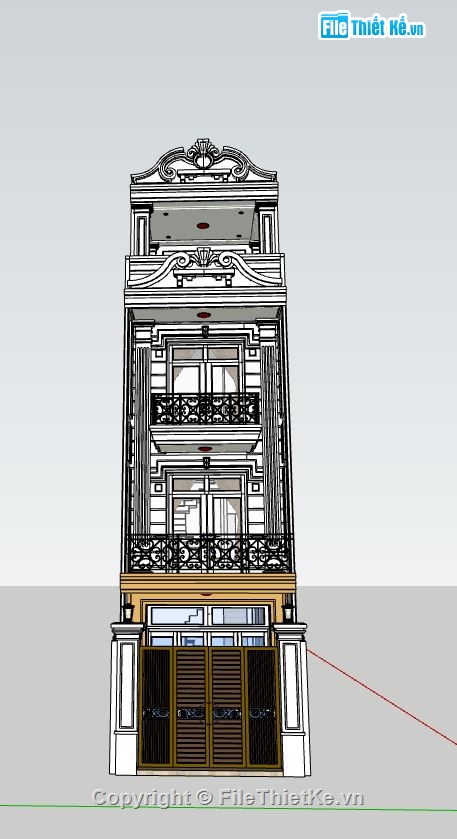 nhà phố tân cổ điển,file su nhà phố 4 tầng,mẫu nhà phố su
