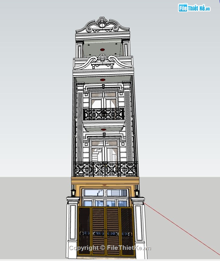 nhà 4 tầng,nhà phố tân cổ điển,full kiến trúc nhà phố,phối cảnh nhà phố 4 tầng