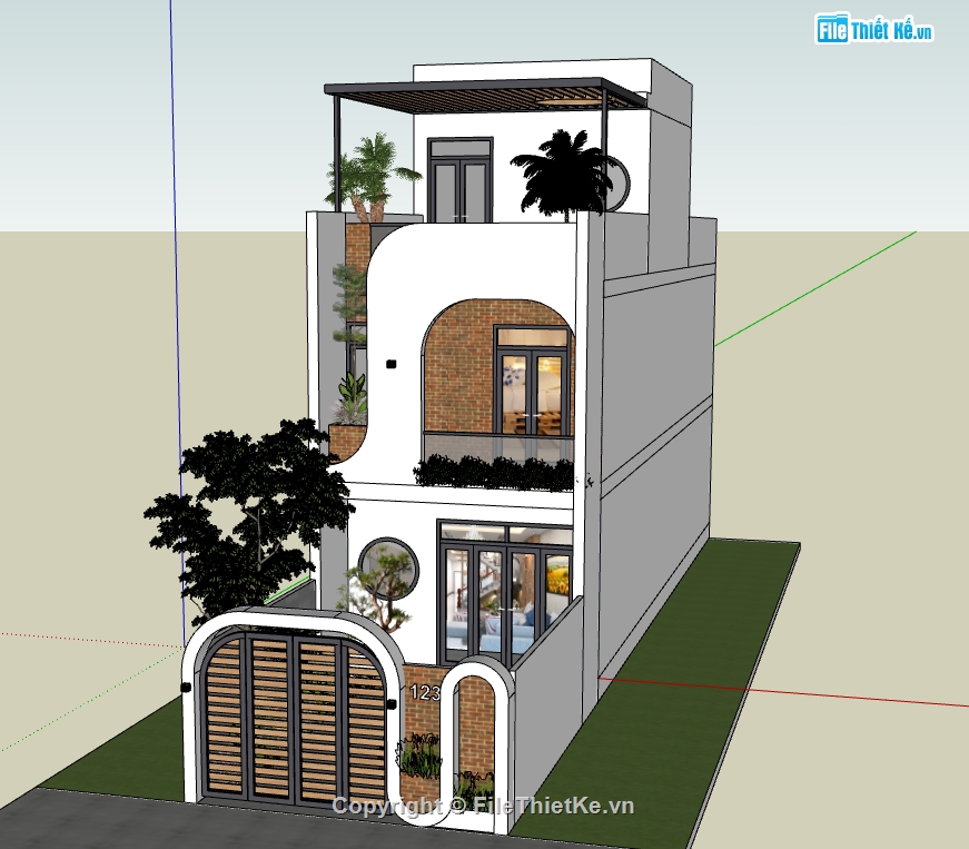 nhà phố sketchup,model nhà phố,sketchup nhà phố