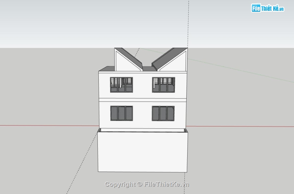 nhà phố 3 tầng,sketchup nhà phố,ngoại thất nhà phố