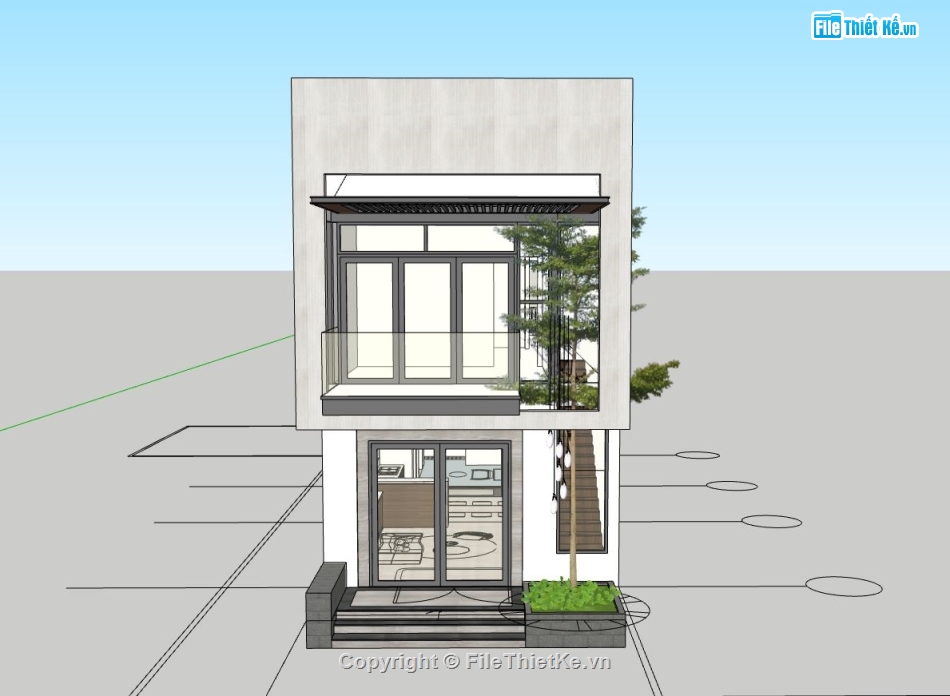 nhà phố 2 tầng,mẫu nhà phố hiện đại,model su nhà phố 2 tầng,nhà phố 2 tầng sketchup