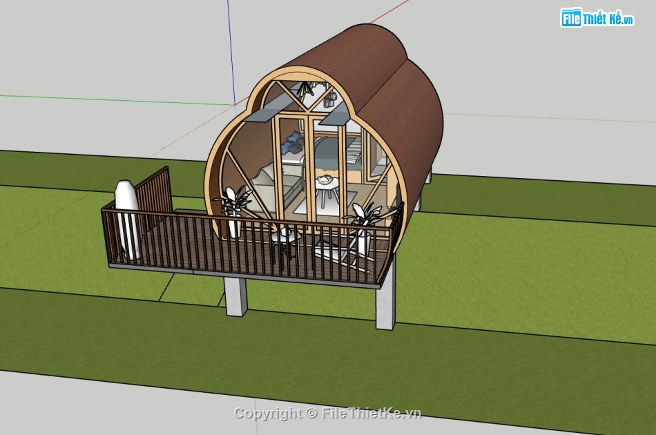 nhà vòm di động,sketchup nhà di động,file 3d nhà di động