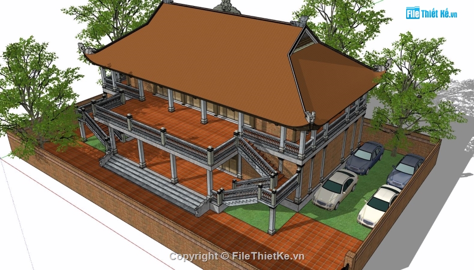 Nhà thờ họ,sketchup nhà thờ họ,model su nhà thờ họ