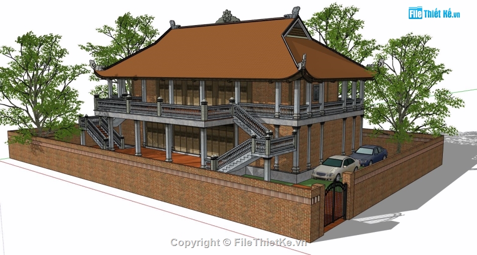 Nhà thờ họ,sketchup nhà thờ họ,model su nhà thờ họ