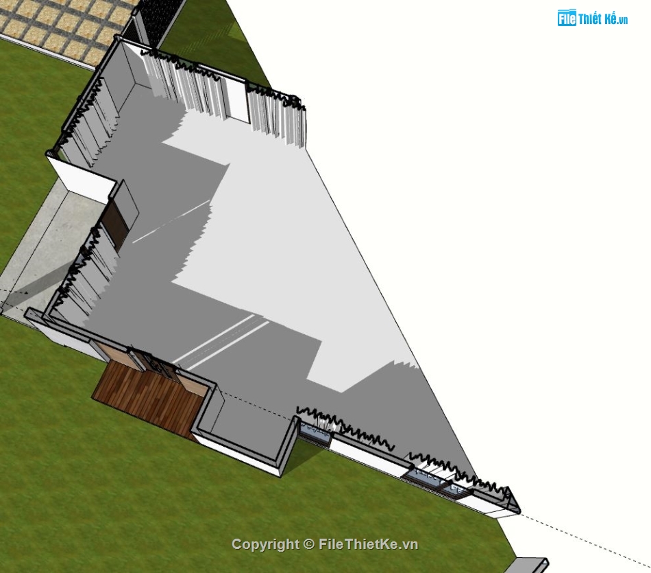 sketchup biệt thự,mẫu sketchup biệt thự 1 tầng,phối cảnh biệt thự 1 tầng,file su biệt thự 1 tầng