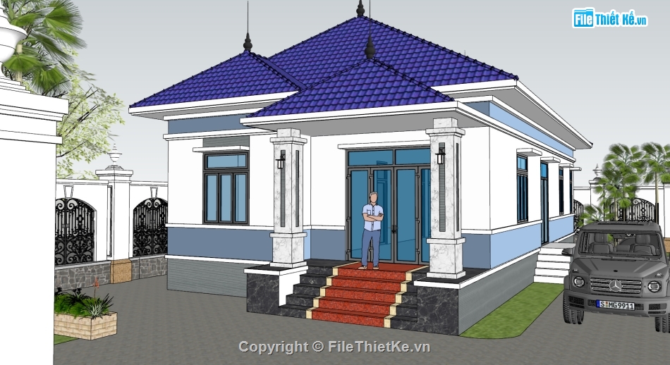 biệt thự 1 tầng model su,sketchup biệt thự 1 tầng,biệt thự 1 tầng sketchup,file su biệt thự 1 tầng,biệt thự 1 tầng file su