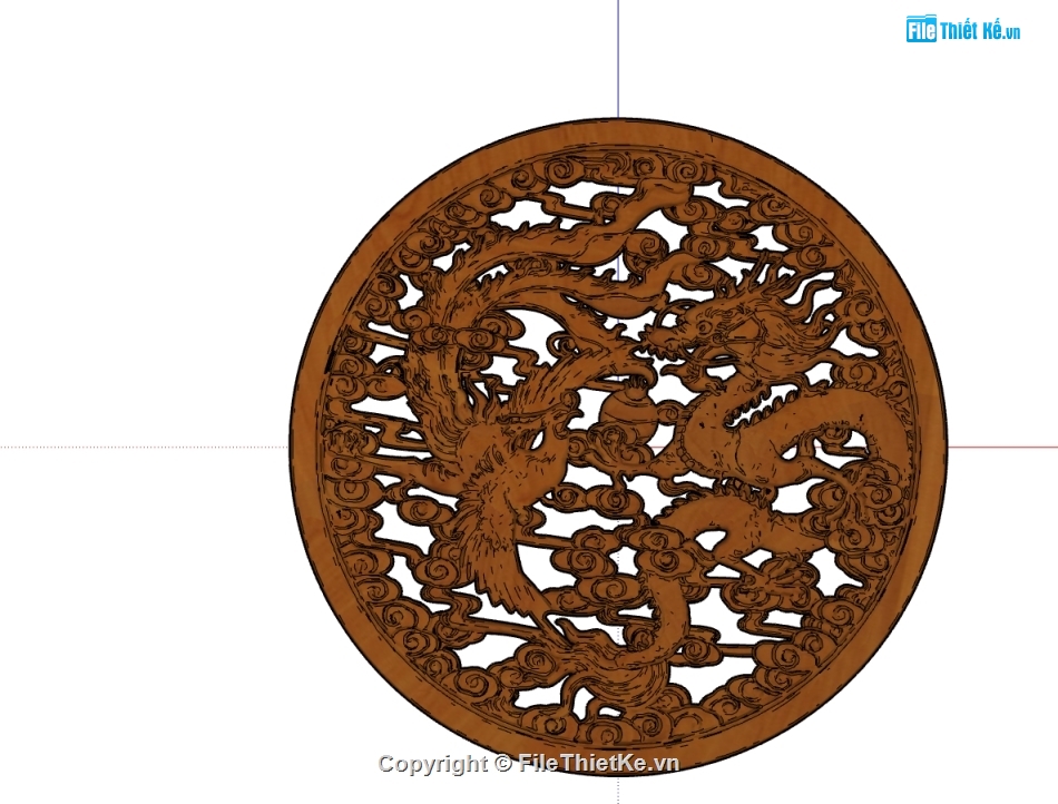 Model sketchup rồng phượng,Model sket vách tròn,vách tròn rồng phượng