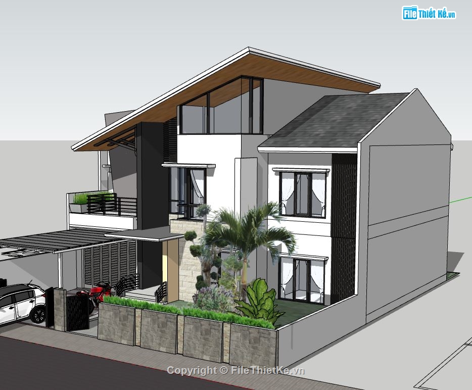 biệt thự 2 tầng,Model su biệt thự 2 tầng,sketchup biệt thự 2 tầng