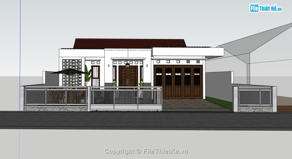 su biệt thự,sketchup biệt thự,su biệt thự 1 tầng,sketchup biệt thự 1 tầng