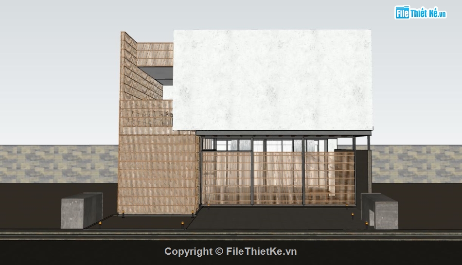 Biệt thự 2 tầng 10.3x17.5m,Model su biệt thự 2 tầng,File sketchup biệt thự 2 tầng,Biệt thự 2 tầng file su