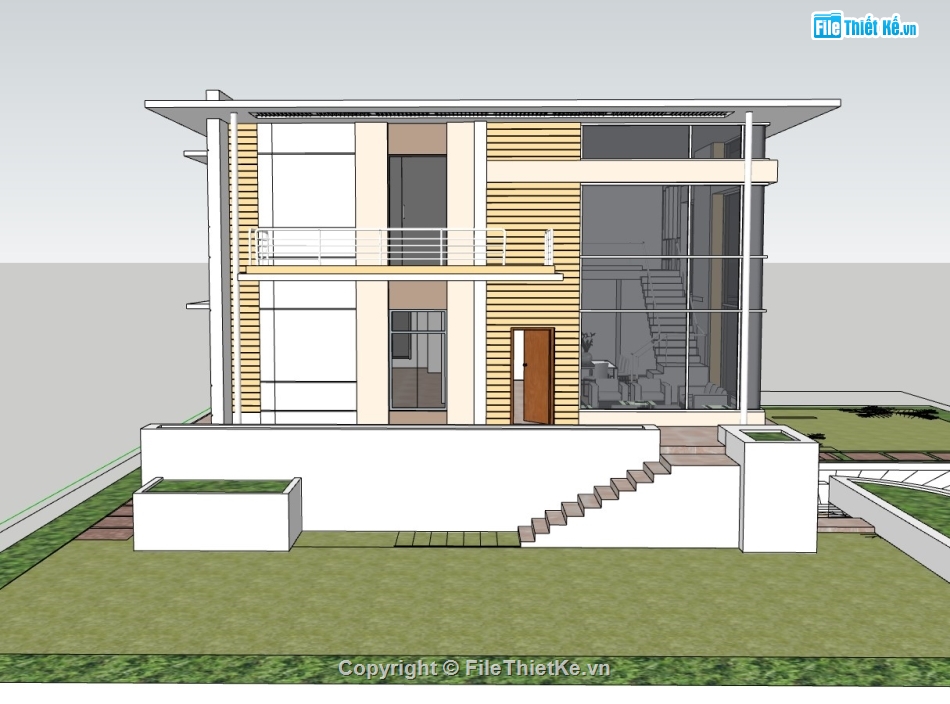 su biệt thự,biệt thự 2 tầng,sketchup biệt thự,su biệt thự 2 tầng