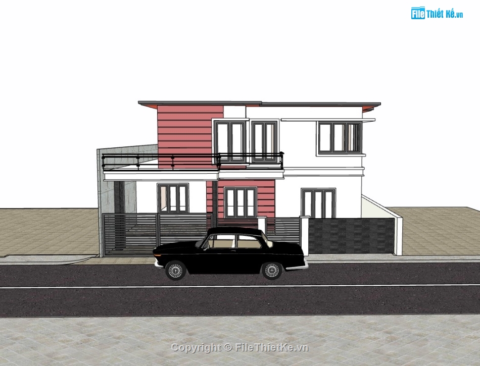 biệt thự 2 tầng,su biệt thự,sketchup biệt thự