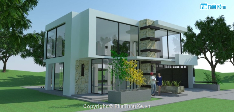 file su biệt thự,model su nhà 1 tầng,file sketchup nhà 1 tầng