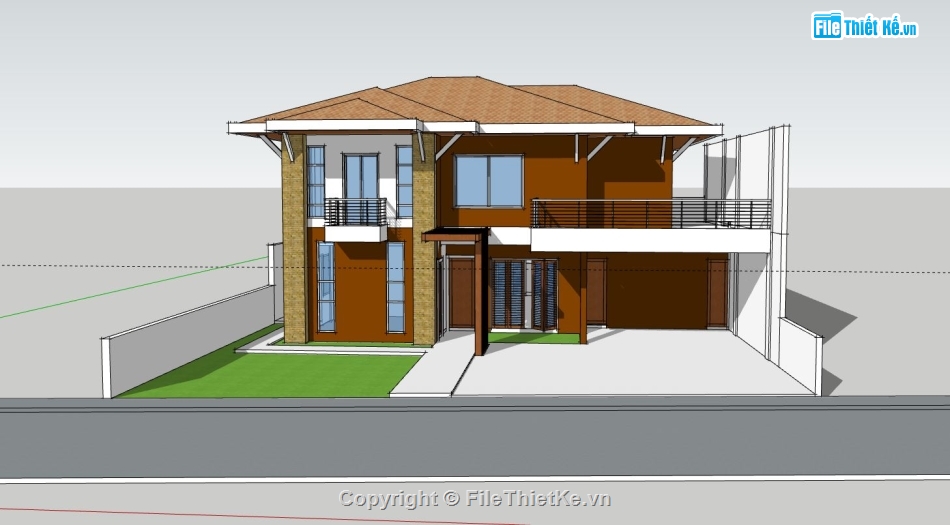 biệt thự 2 tầng,model su biệt thự 2 tầng,thiết kế biệt thự 2 tầng,phối cảnh biệt thự 2 tầng