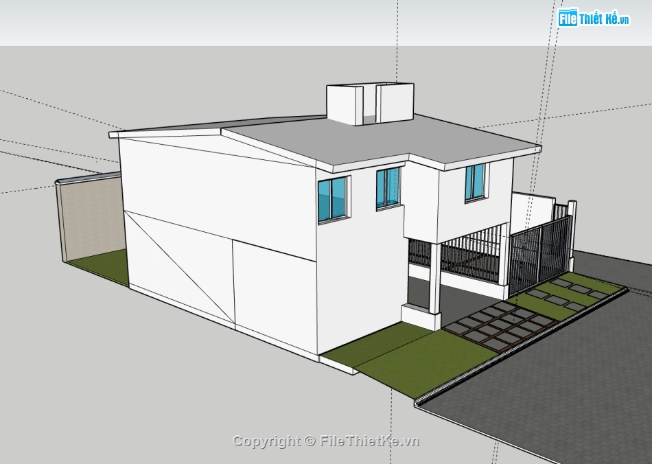 biệt thự 2 tầng,su biệt thự 2 tầng,sketchup biệt thự 2 tầng