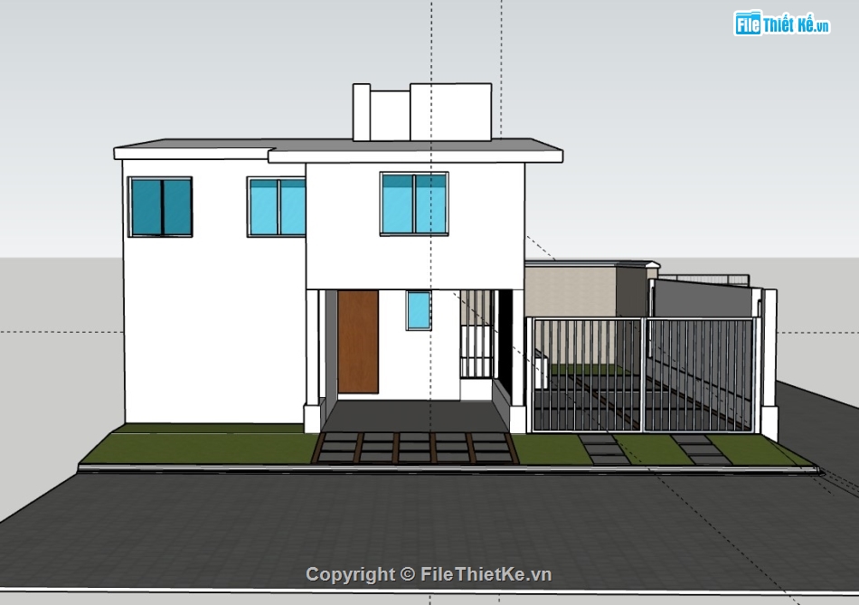 biệt thự 2 tầng,su biệt thự 2 tầng,sketchup biệt thự 2 tầng