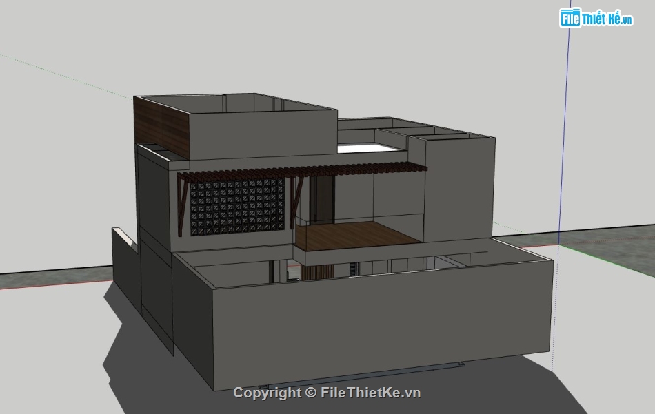 biệt thự 2 tầng,file su biệt thự 2 tầng,sketchup biệt thự 2 tầng,phối cảnh biệt thự 2 tầng