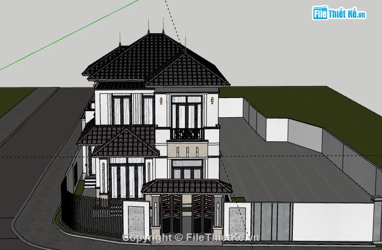 Biệt thự 2 tầng,Model su biệt thự 2 tầng,sketchup biệt thự 2 tầng