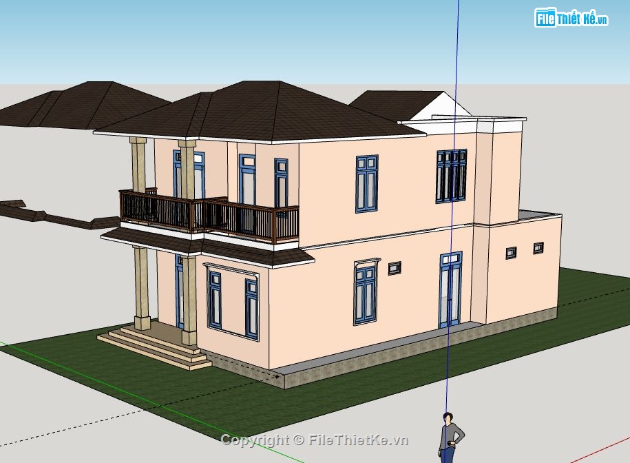 biệt thự 2 tầng,model su biệt thự 2 tầng,file su biệt thự 2 tầng,sketchup biệt thự 2 tầng