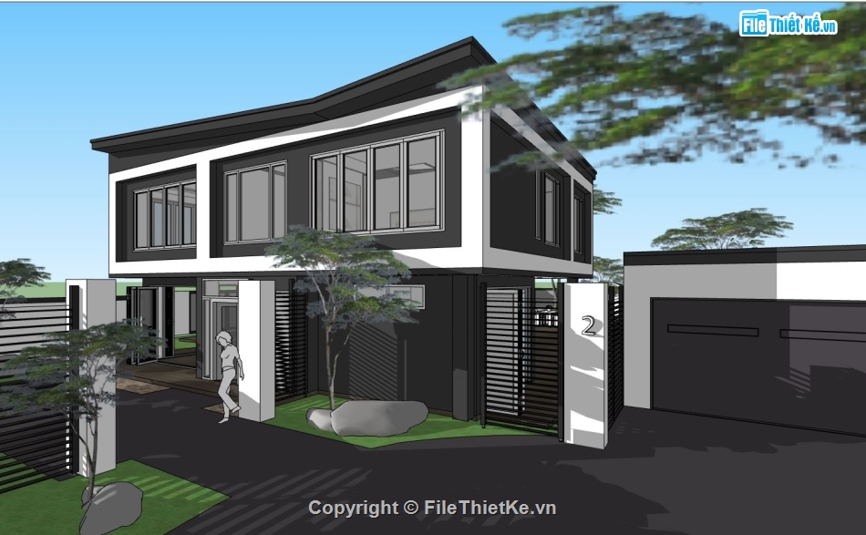 biệt thự sketchup,sketchup biệt thự,Model sketchup biệt thự,sketchup biệt thự 2 tầng,Model su biệt thự 2 tầng