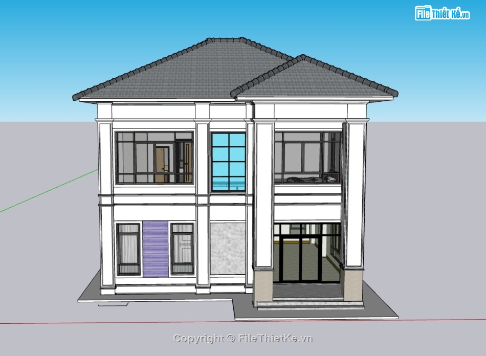 biệt thự 2 tầng,su biệt thự,sketchup biệt thự 2 tầng,su biệt thự 2 tầng