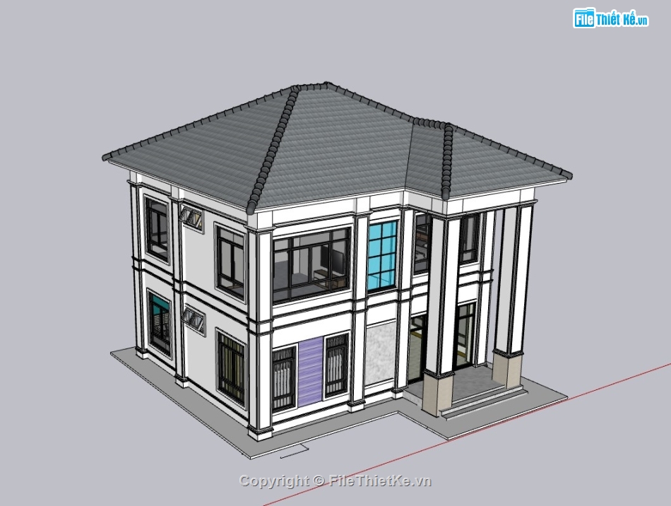 biệt thự 2 tầng,su biệt thự,sketchup biệt thự 2 tầng,su biệt thự 2 tầng