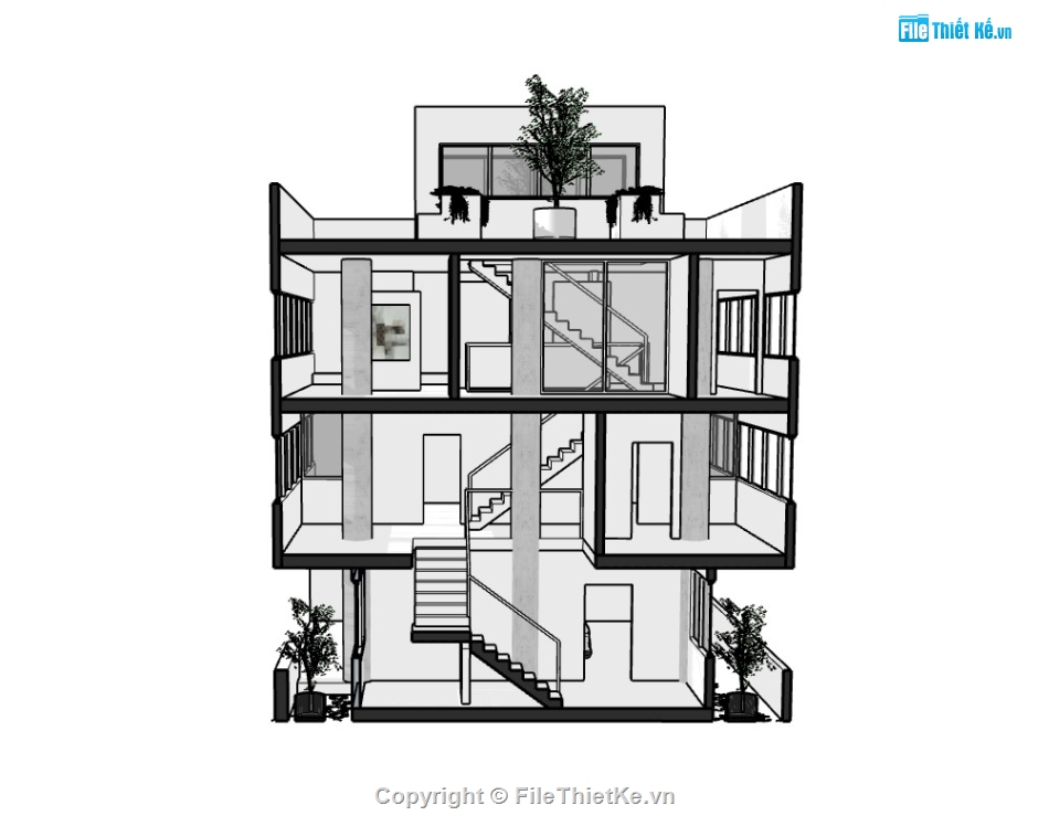 su biệt thự,sketchup biệt thự,su biệt thự 3 tầng,sketchup biệt thự 3 tầng,biệt thự 3 tầng