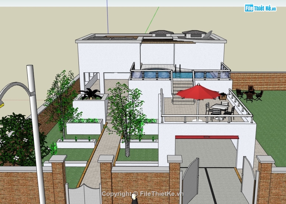 biệt thự 3 tầng,su biệt thự,sketchup biệt thự