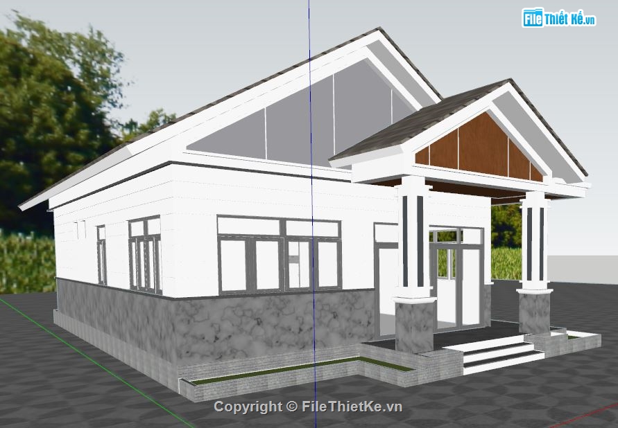 file sketchup biệt thự 1 tầng,Sketchup biệt thự 1 tầng,file sketchup biệt thự mái thái,mái thái 1 tầng file sketchup,sketchup biệt thự 1 tầng 11.8x18m,su biệt thự mái thái 1 tầng