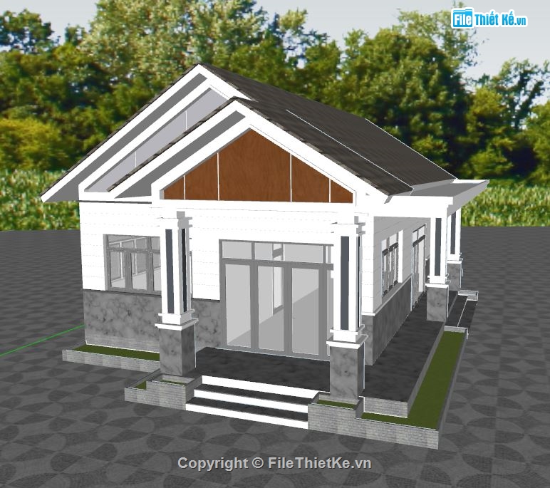 file sketchup biệt thự 1 tầng,Sketchup biệt thự 1 tầng,file sketchup biệt thự mái thái,mái thái 1 tầng file sketchup,sketchup biệt thự 1 tầng 11.8x18m,su biệt thự mái thái 1 tầng