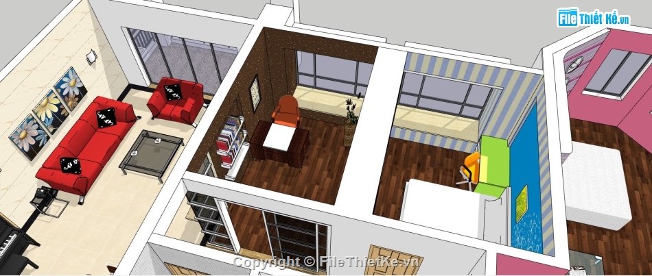 căn hộ chung cư,model su căn hộ,file sketchup căn hộ,file sketchup căn hộ chung cư