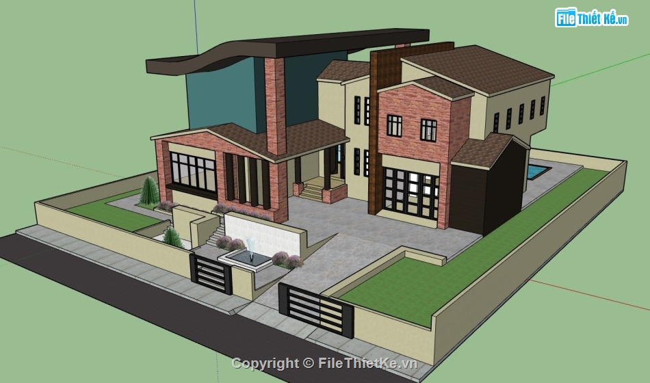 biệt thự 2 tầng,sketchup biệt thự 2 tầng,su biệt thự 2 tầng,model su biệt thự 2 tầng