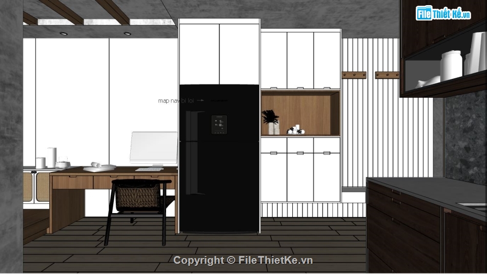 phòng bếp sketchup,su nội thất phòng khách và bếp,su phòng khách và bếp,file sketchup phòng khách và bếp