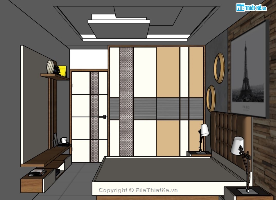 su phòng ngủ,phòng ngủ sketchup,file su phòng ngủ