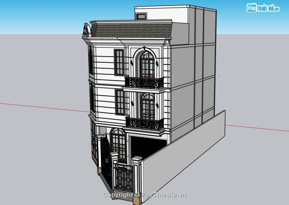 biệt thự 3 tầng,Sketchup biệt thự 3 tầng,su biệt thự 3 tầng