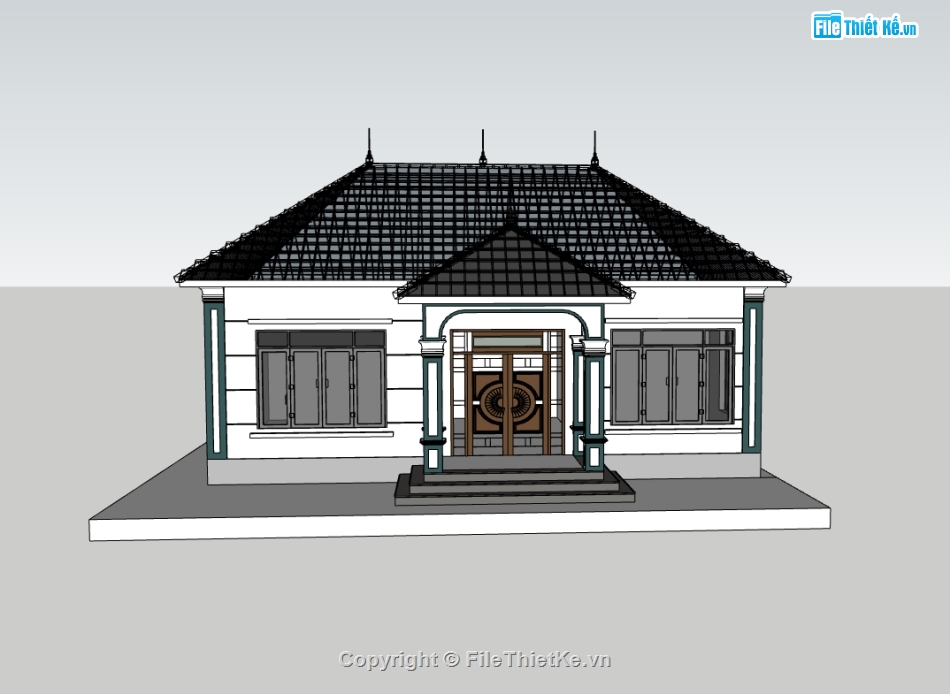 nhà 1 tầng,su nhà 1 tầng,sketchup nhà 1 tầng